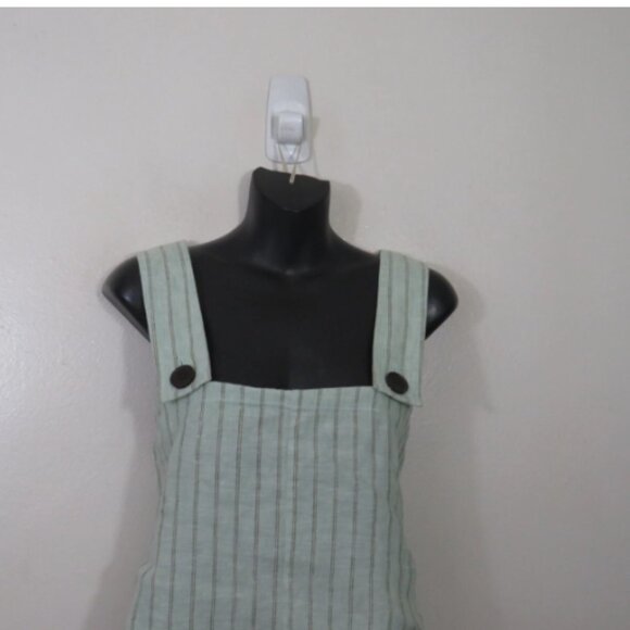 Everlane Size 0 Apron Tank Top Linen Striped Green - Picture 3 of 5